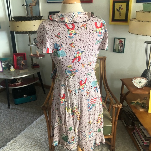 SOLD Retro Dress Cowboy novelty print M PinUp Rockabilly 1940s 40s Style - Picture 4 of 6